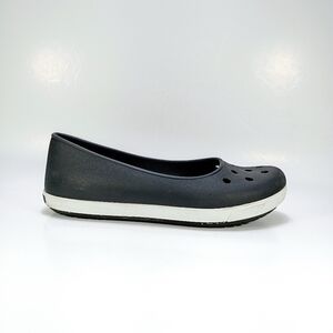 Crocs Crocband Airy Flat Womens 10 Black And White Slip On Flats Shoes.